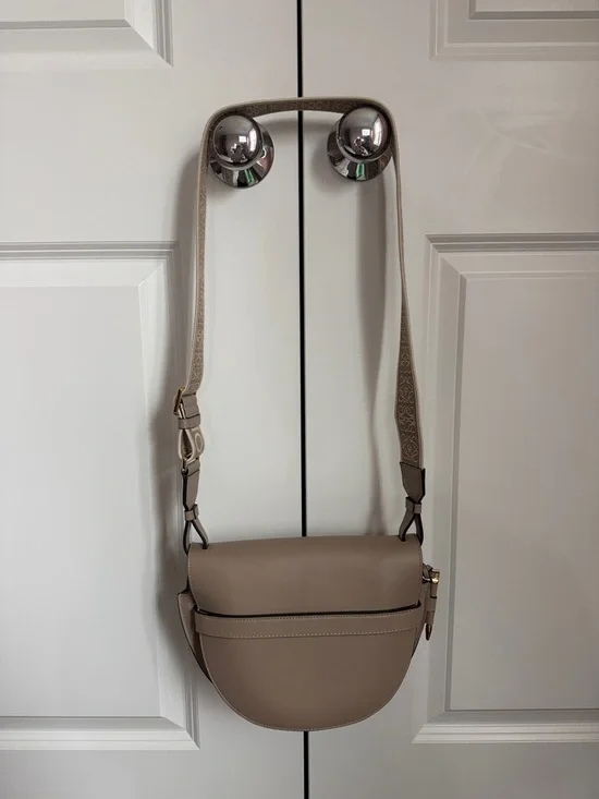 Loewe Taupe Gate Small Leather Crossbody Bag with Logo Strap - Picture 4 of 10